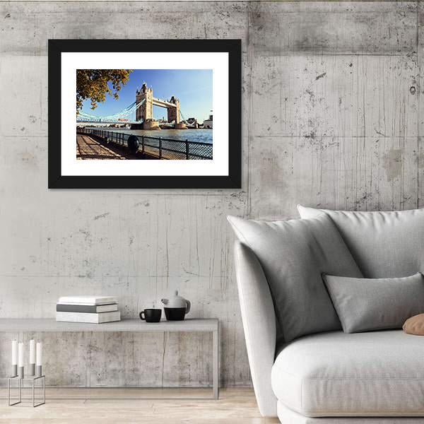 Side View Of Tower Bridge In London Canvas Wall Art-3 Horizontal-Gallery Wrap-25" x 16"-Tiaracle