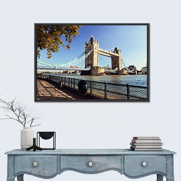 Side View Of Tower Bridge In London Canvas Wall Art-3 Horizontal-Gallery Wrap-25" x 16"-Tiaracle