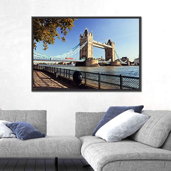 Side View Of Tower Bridge In London Canvas Wall Art-3 Horizontal-Gallery Wrap-25" x 16"-Tiaracle