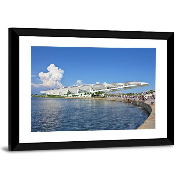 Side view of Museu do Amanha Museum Canvas Wall Art-3 Horizontal-Gallery Wrap-25" x 16"-Tiaracle
