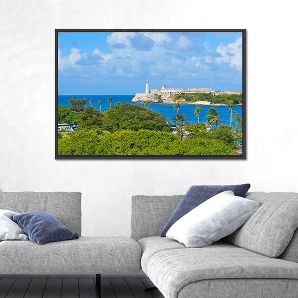 Sierra Morro Castle In Havana Cuba Canvas Wall Art-3 Horizontal-Gallery Wrap-25" x 16"-Tiaracle