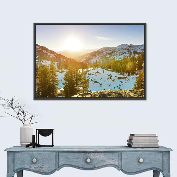 Sierra Nevada Mountain Canvas Wall Art-1 Piece-Floating Frame-24" x 16"-Tiaracle