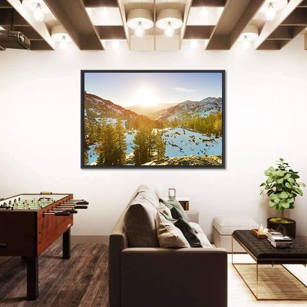 Sierra Nevada Mountain Canvas Wall Art-1 Piece-Floating Frame-24" x 16"-Tiaracle