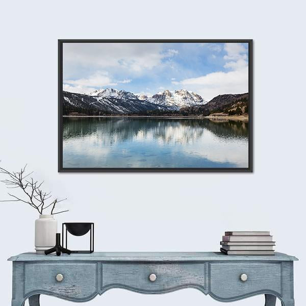 Sierra Nevada Mountains With Lake Canvas Wall Art-1 Piece-Floating Frame-24" x 16"-Tiaracle