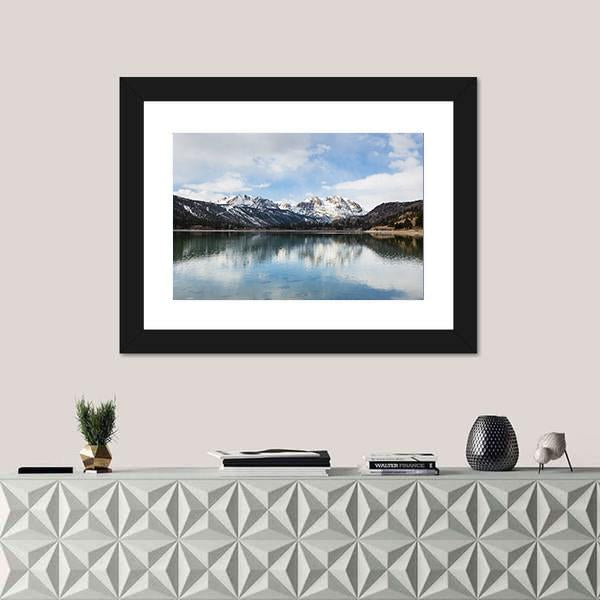 Sierra Nevada Mountains With Lake Canvas Wall Art-1 Piece-Framed Print-20" x 16"-Tiaracle