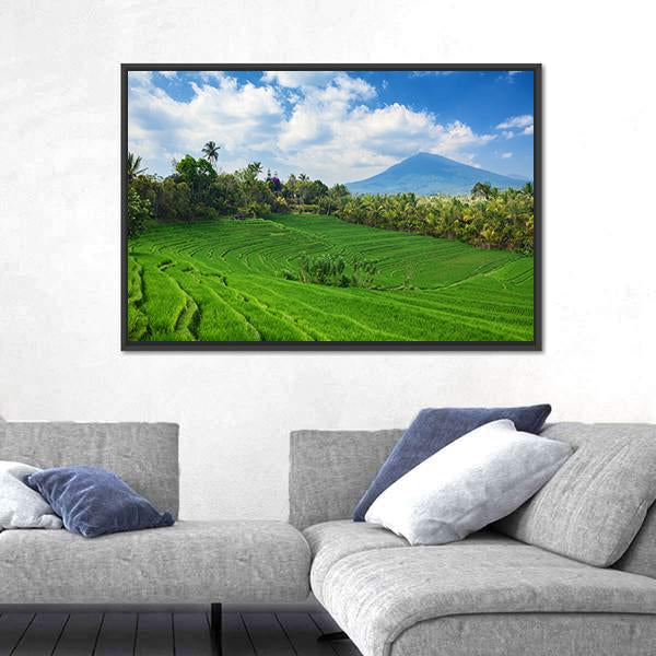 Sight Of Balinese Bright Green Rice Canvas Wall Art-3 Horizontal-Gallery Wrap-25" x 16"-Tiaracle