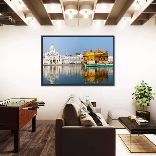 Sikh Gurdwara Golden Temple In India Canvas Wall Art-5 Horizontal-Gallery Wrap-22" x 12"-Tiaracle