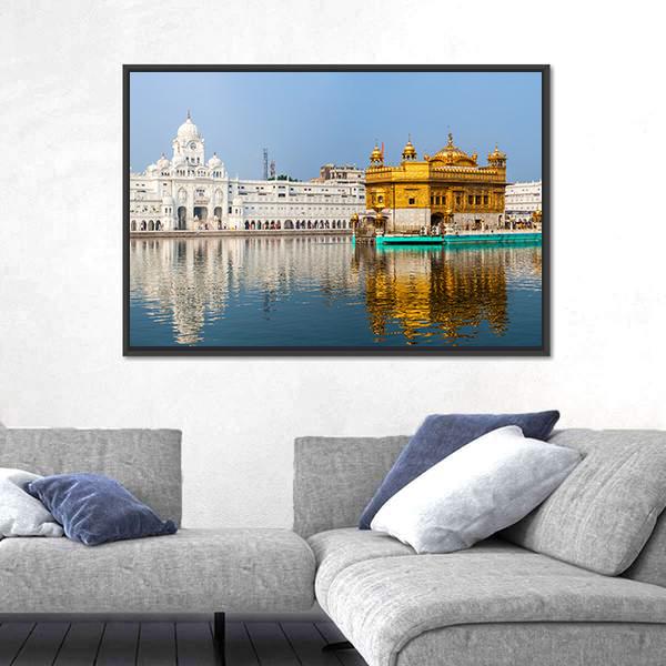 Sikh Gurdwara Golden Temple In India Canvas Wall Art-5 Horizontal-Gallery Wrap-22" x 12"-Tiaracle