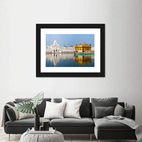 Sikh Gurdwara Golden Temple In India Canvas Wall Art-5 Horizontal-Gallery Wrap-22" x 12"-Tiaracle