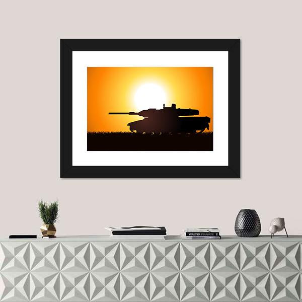 Silhouette Illustration Of A Heavy Artillery Canvas Wall Art-1 Piece-Framed Print-20" x 16"-Tiaracle