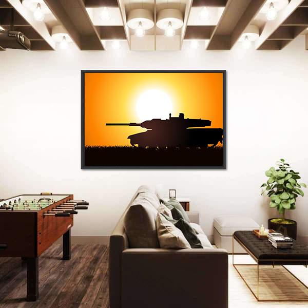 Silhouette Illustration Of A Heavy Artillery Canvas Wall Art-3 Horizontal-Gallery Wrap-25" x 16"-Tiaracle