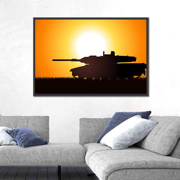 Silhouette Illustration Of A Heavy Artillery Canvas Wall Art-3 Horizontal-Gallery Wrap-25" x 16"-Tiaracle