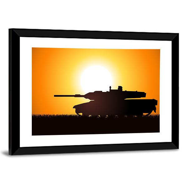 Silhouette Illustration Of A Heavy Artillery Canvas Wall Art-3 Horizontal-Gallery Wrap-25" x 16"-Tiaracle