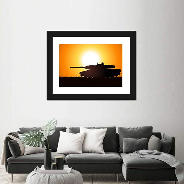 Silhouette Illustration Of A Heavy Artillery Canvas Wall Art-3 Horizontal-Gallery Wrap-25" x 16"-Tiaracle