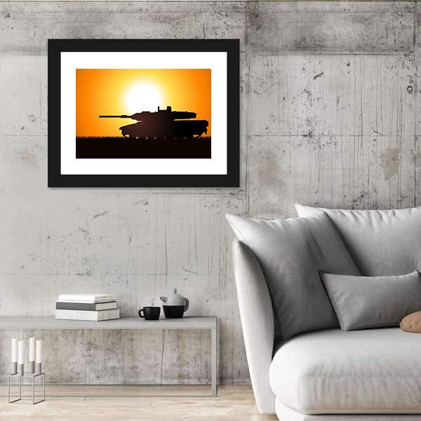 Silhouette Illustration Of A Heavy Artillery Canvas Wall Art-3 Horizontal-Gallery Wrap-25" x 16"-Tiaracle