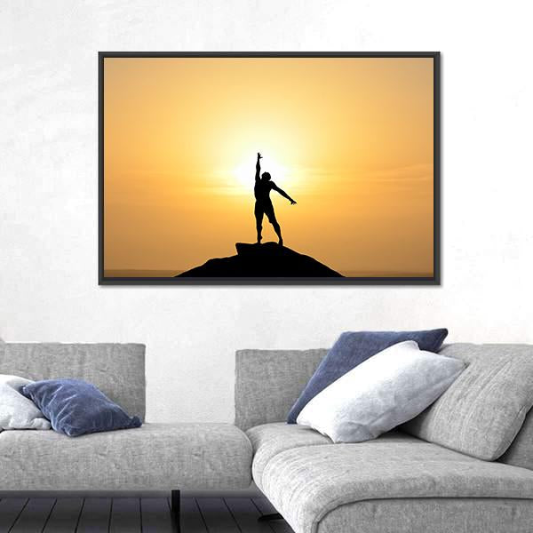 Silhouette Of A Businessman Canvas Wall Art-5 Horizontal-Gallery Wrap-22" x 12"-Tiaracle