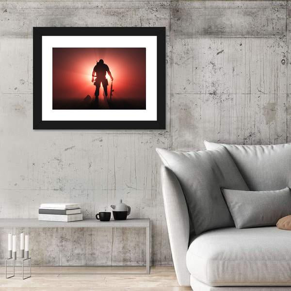 Silhouette Of A Soldier Canvas Wall Art-5 Horizontal-Gallery Wrap-22" x 12"-Tiaracle