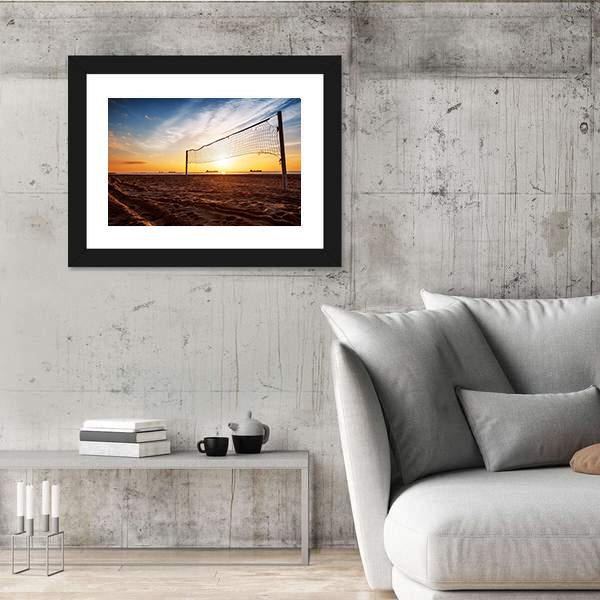 Volleyball Net On The Beach At Sunset Canvas Wall Art-5 Horizontal-Gallery Wrap-22" x 12"-Tiaracle