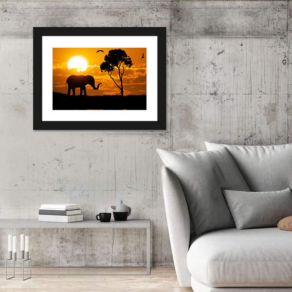 Silhouette Of Elephant Element Of design Canvas Wall Art-3 Horizontal-Gallery Wrap-25" x 16"-Tiaracle