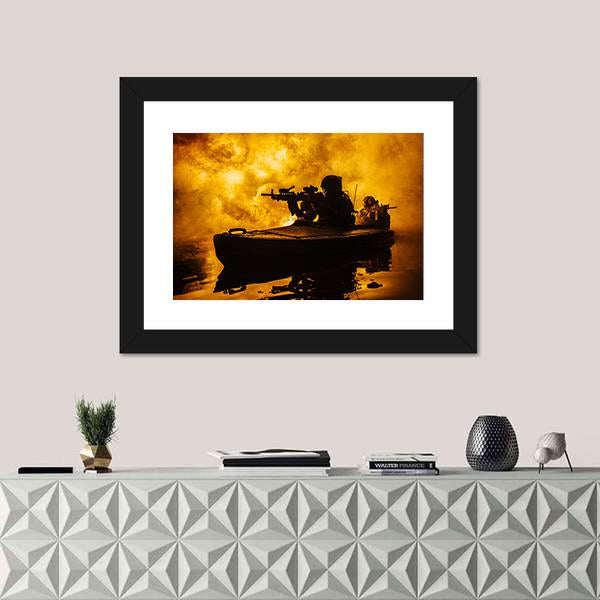 Silhouette Of Special Forces Canvas Wall Art-1 Piece-Framed Print-20" x 16"-Tiaracle