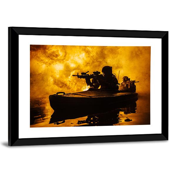 Silhouette Of Special Forces Canvas Wall Art-5 Horizontal-Gallery Wrap-22" x 12"-Tiaracle