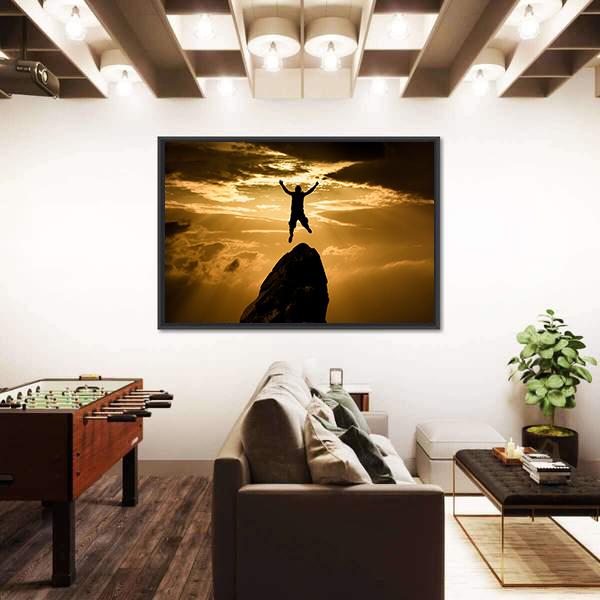 Silhouette Of Success Canvas Wall Art-1 Piece-Floating Frame-24" x 16"-Tiaracle