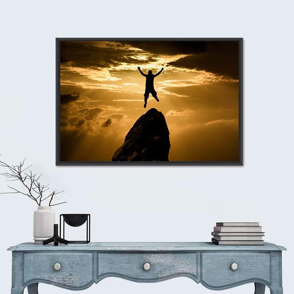 Silhouette Of Success Canvas Wall Art-5 Horizontal-Gallery Wrap-22" x 12"-Tiaracle