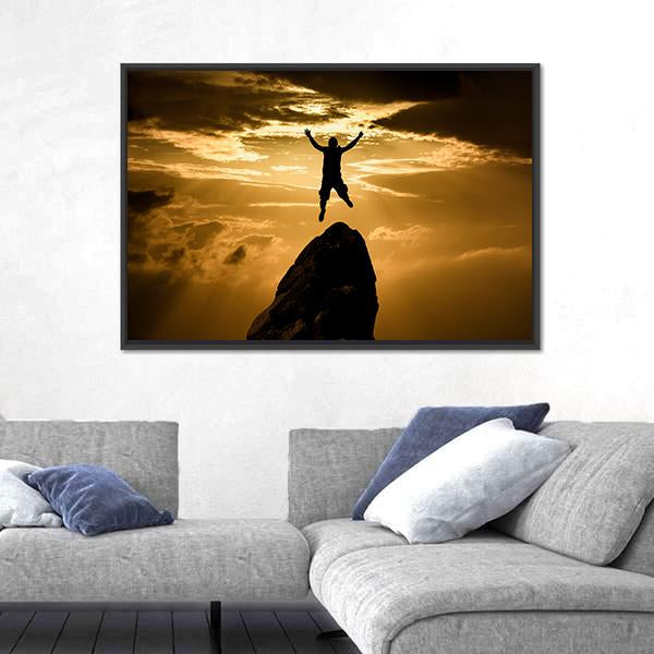 Silhouette Of Success Canvas Wall Art-5 Horizontal-Gallery Wrap-22" x 12"-Tiaracle