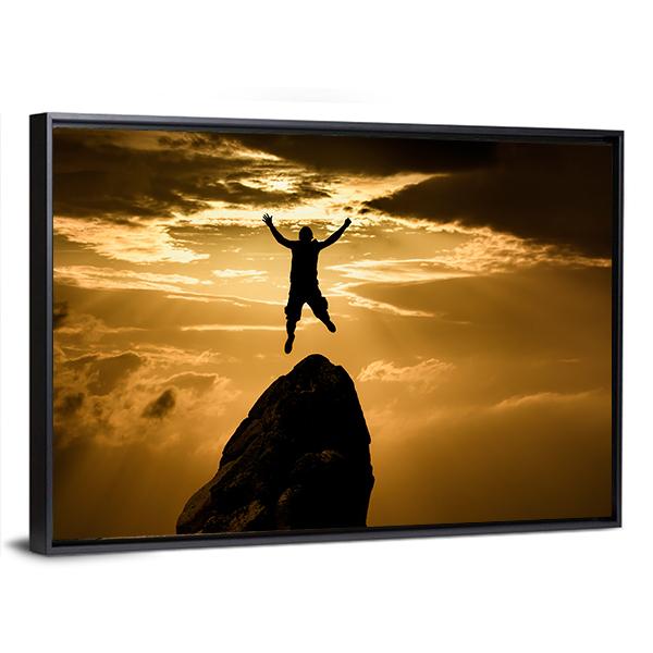 Silhouette Of Success Canvas Wall Art-5 Horizontal-Gallery Wrap-22" x 12"-Tiaracle