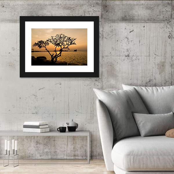 Silhouette Of Tree Canvas Wall Art-5 Horizontal-Gallery Wrap-22" x 12"-Tiaracle