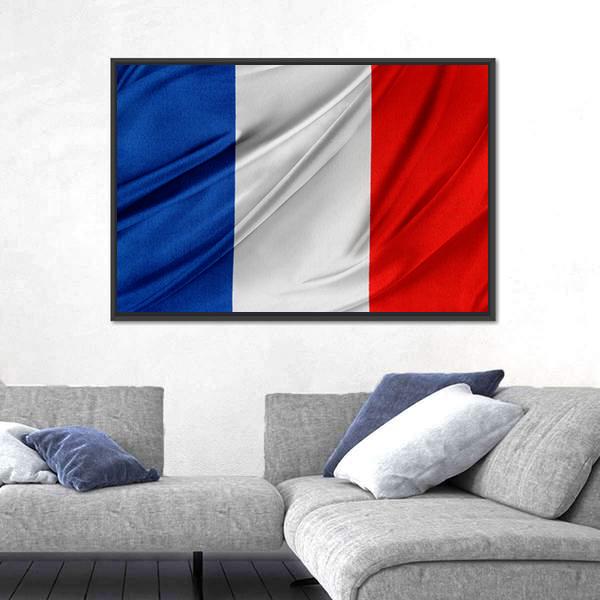 Silky French Flag Canvas Wall Art-5 Horizontal-Gallery Wrap-22" x 12"-Tiaracle