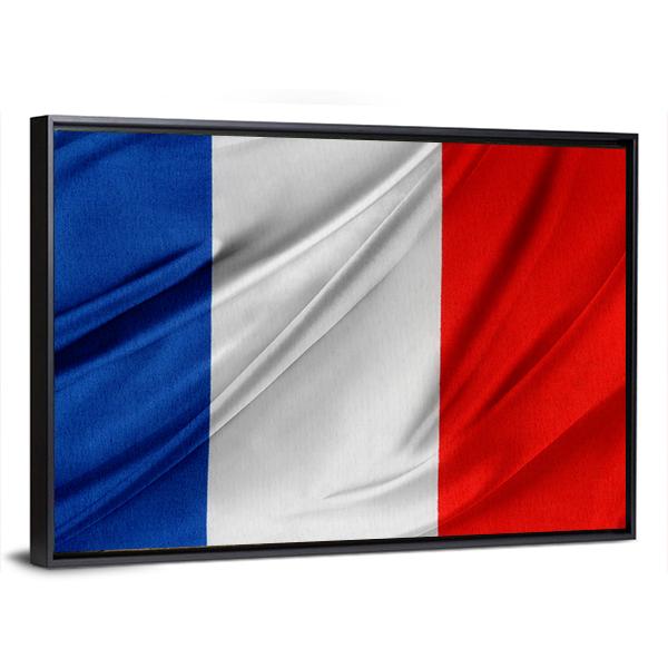 Silky French Flag Canvas Wall Art-5 Horizontal-Gallery Wrap-22" x 12"-Tiaracle