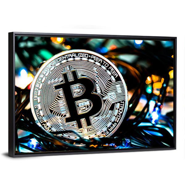 Silver Bitcoin Canvas Wall Art-5 Horizontal-Gallery Wrap-22" x 12"-Tiaracle