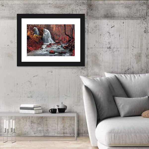 Silver Stream Waterfall In Crimea Canvas Wall Art-3 Horizontal-Gallery Wrap-25" x 16"-Tiaracle