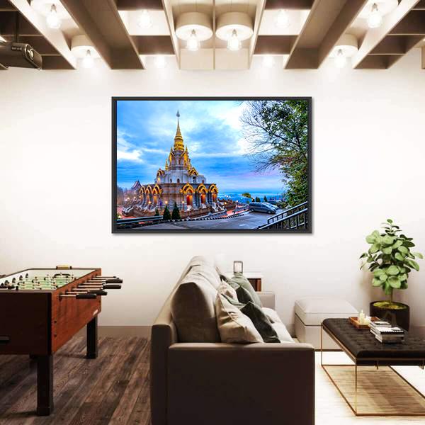 Sinakarintra Stit Mahasantikhiri Pagoda Canvas Wall Art-1 Piece-Floating Frame-24" x 16"-Tiaracle