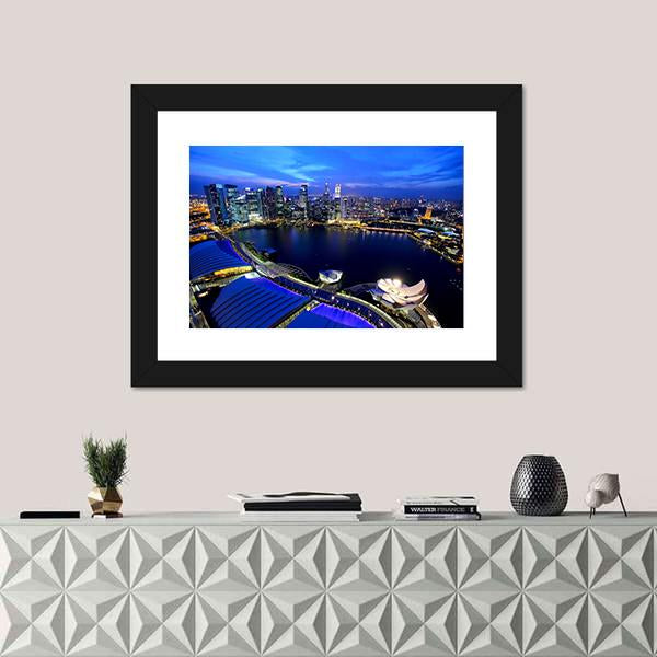 Singapore At Night Canvas Wall Art-1 Piece-Framed Print-30" x 20"-Tiaracle