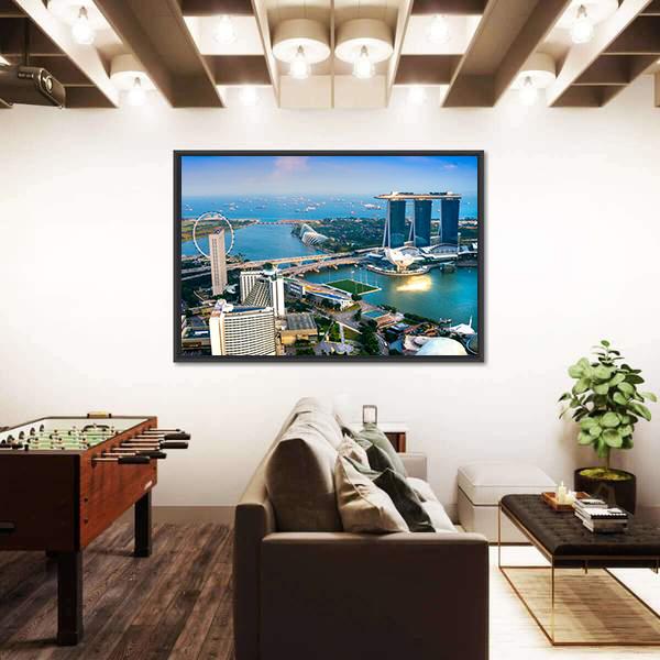 Singapore City Skyline At Sunset Canvas Wall Art-1 Piece-Floating Frame-36" x 24"-Tiaracle