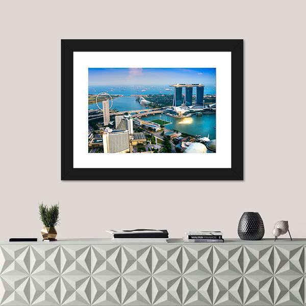 Singapore City Skyline At Sunset Canvas Wall Art-5 Horizontal-Gallery Wrap-22" x 12"-Tiaracle