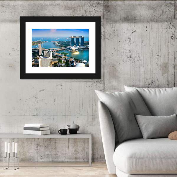 Singapore City Skyline At Sunset Canvas Wall Art-5 Horizontal-Gallery Wrap-22" x 12"-Tiaracle