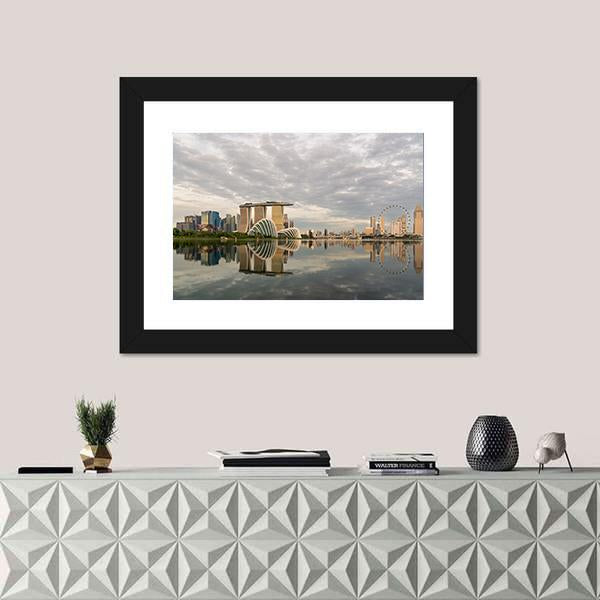 Singapore Marina Bay In Morning Canvas Wall Art-1 Piece-Framed Print-20" x 16"-Tiaracle
