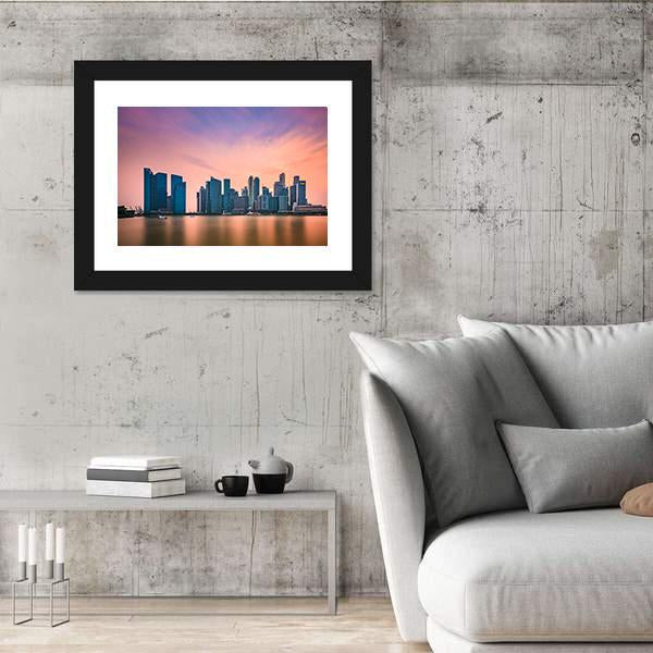 Singapore Skyline At Marina Bay Canvas Wall Art-5 Horizontal-Gallery Wrap-22" x 12"-Tiaracle