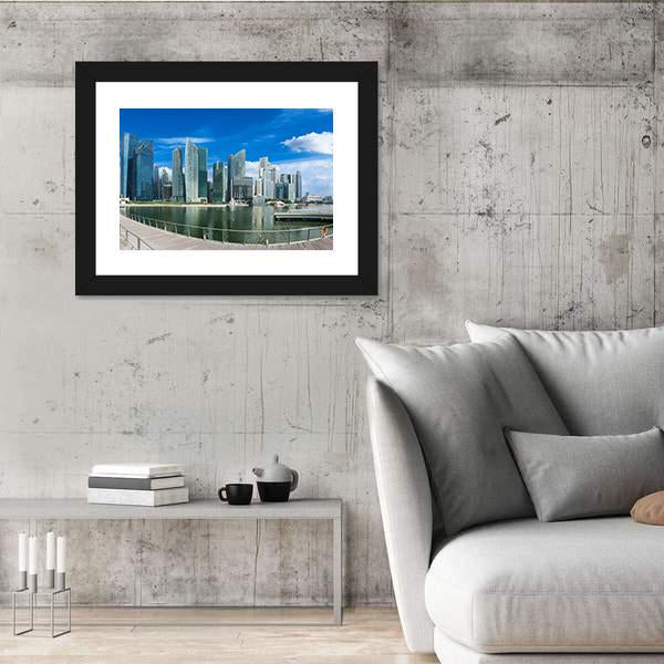 Singapore Skyline Of Business District And Marina Bay Canvas Wall Art-5 Horizontal-Gallery Wrap-22" x 12"-Tiaracle