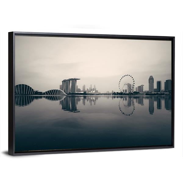Singapore Skyline With Urban Buildings Canvas Wall Art-3 Horizontal-Gallery Wrap-25" x 16"-Tiaracle