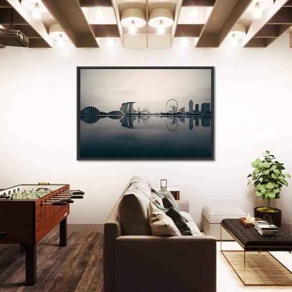Singapore Skyline With Urban Buildings Canvas Wall Art-3 Horizontal-Gallery Wrap-25" x 16"-Tiaracle