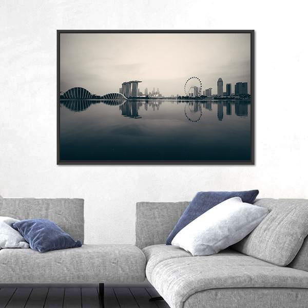 Singapore Skyline With Urban Buildings Canvas Wall Art-3 Horizontal-Gallery Wrap-25" x 16"-Tiaracle