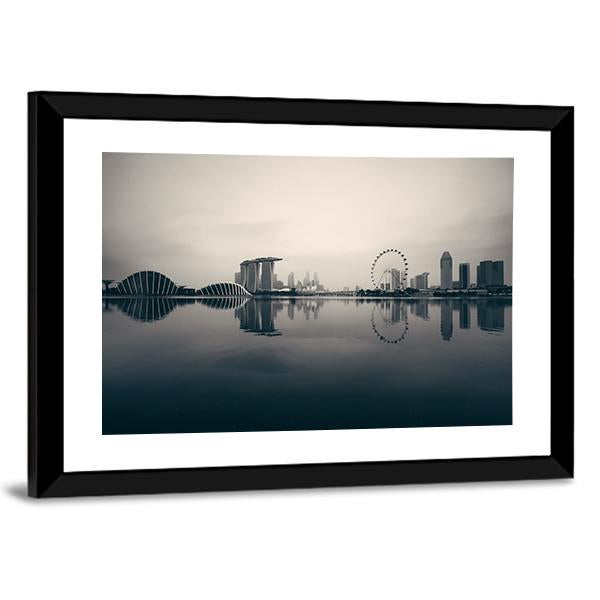 Singapore Skyline With Urban Buildings Canvas Wall Art-3 Horizontal-Gallery Wrap-25" x 16"-Tiaracle
