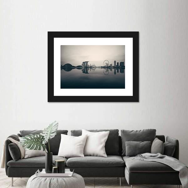 Singapore Skyline With Urban Buildings Canvas Wall Art-3 Horizontal-Gallery Wrap-25" x 16"-Tiaracle