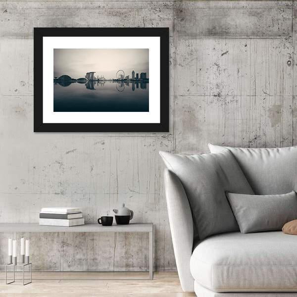 Singapore Skyline With Urban Buildings Canvas Wall Art-3 Horizontal-Gallery Wrap-25" x 16"-Tiaracle