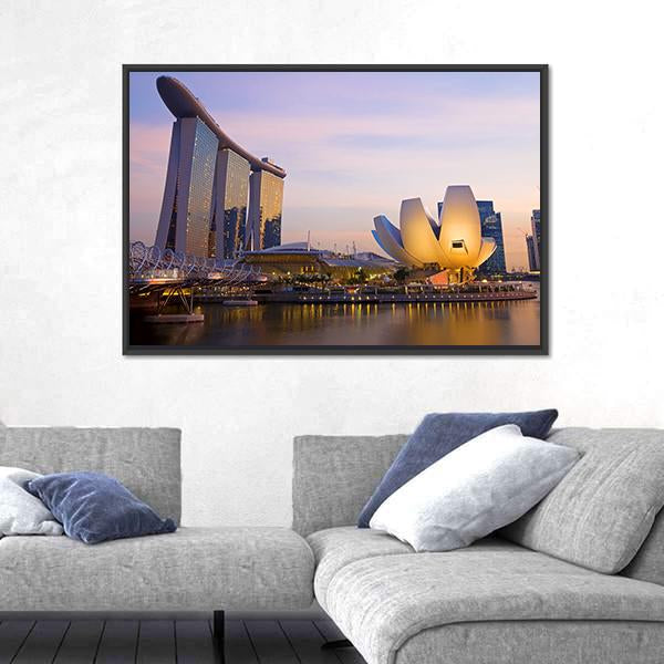 Singapore's Financial District Canvas Wall Art-1 Piece-Floating Frame-24" x 16"-Tiaracle