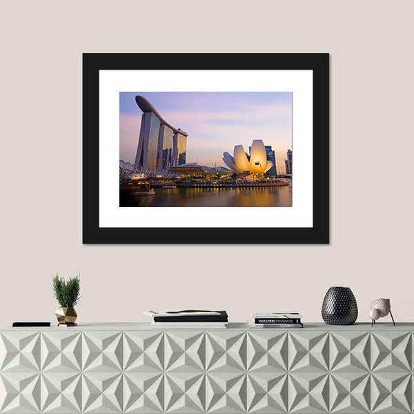 Singapore's Financial District Canvas Wall Art-1 Piece-Framed Print-20" x 16"-Tiaracle